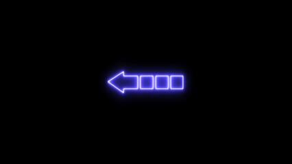 Wall Mural - Neon arrow icon on 3d illustration. Abstract glowing neon light arrow icon on black background.