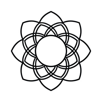 Arabic Inspired Symmetrical Mandala Ring Vector Line Art Traditional Frame Pattern Islamic Style
