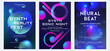 © Naphat - EDM or Electronoic Dance Music festival poster with neon purple and blue tones; dynamic wave patterns. Futuristic; Technology abstract background.