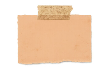 Poster - Orange paper fragment taped diagonally, revealing textured edge against translucent backdrop with torn, ragged surface