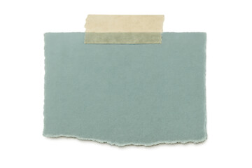 Poster - Blank pastel green ripped piece of paper attached with slightly stained adhesive tape on transparent background