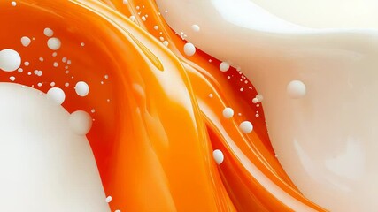 Aufkleber - White and orange liquids mixing together with bubbles