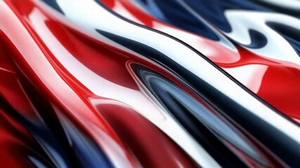 Aufkleber - Wavy swirls of red, white, blue and black creating abstract design
