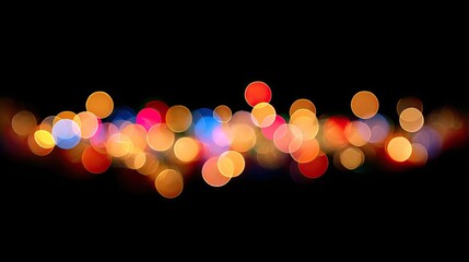 Poster - Abstract background of colorful blurred bokeh lights creating a festive and cheerful atmosphere in a dark setting
