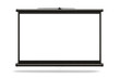 © Raj - Blank pull-down projector screen with black frame, isolated on white background, ideal for presentations, movie projection, office training, classroom lectures, and multimedia display concepts
