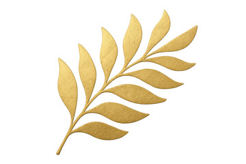 Poster - Golden leaf branch displaying delicate veins, transparent backdrop highlighting botanical elegance and luxurious design elements