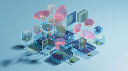 Poster - 3D clear business background illustration Generative AI Stock Illustration