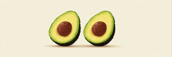 Poster - Fresh Avocado Halves Displayed on a Clean Surface With a Minimal Overlay Highlighting Their Vibrant Colors and Textures