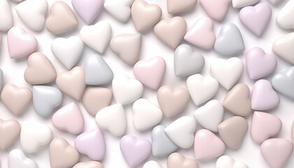 Poster - Soft pastel heart shapes create gentle seamless pattern with muted tones and smooth texture