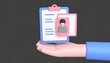 © 수진 우 - 3D resume document icon floating above hand