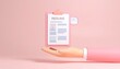 © 수진 우 - 3D resume document icon floating above hand