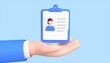 © 수진 우 - 3D resume document icon floating above hand