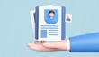 © 수진 우 - 3D resume document icon floating above hand