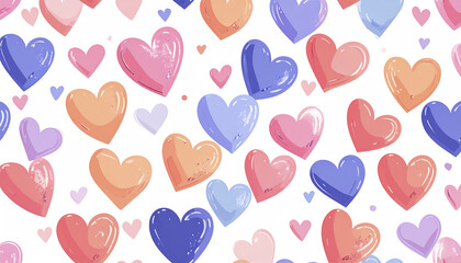 Poster - Colorful heart pattern with pastel tones and soft texture on white background