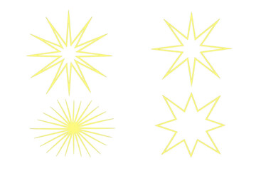 Aufkleber - Four unique yellow star shapes shining brightly against a transparent background, creating a vibrant and festive design element for various occasions