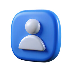Aufkleber - A 3d rendered user profile icon on a blue square, isolated on transparent background