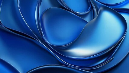Aufkleber - Abstract blue metallic shapes flowing and merging seamlessly