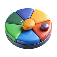 Fototapete - A colorful pie chart isolated on transparent background shows a business diagram representing business statistics