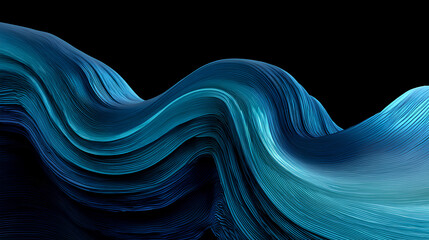 Poster - Blue abstract gradient background, grain texture effect dark vibrant color flow wave on black backdrop Stock Illustration