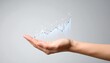 © 수진 우 - A line graph showing real-time stock price trends floating above a hand on a blurred grey background
