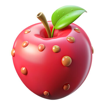 Enchanted Red Apple A 3D Render of a Magical, Dotted Fruit