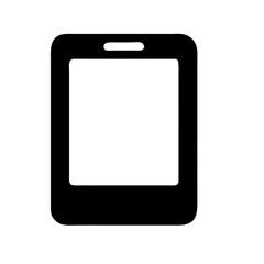 Poster - black solid icon of a smartphone with a blank white screen, ideal for websites/blogs on mobile technology, apps, communication, or digital content