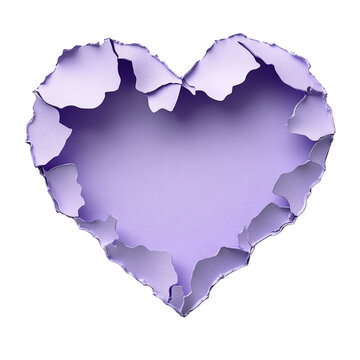 Abstract Lavender Heart Shape with Torn Paper Edges, Creative Concept for Love, Romance, and Vulnerability in Pastel Tones