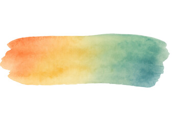 Poster - Vibrant watercolor gradient brushstroke transitioning from orange through yellow into green, transparent backdrop