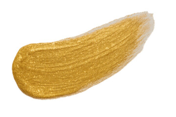 Poster - Gold paintbrush stroke creating shimmering, metallic texture, lending luxurious accent to graphic design on transparent background