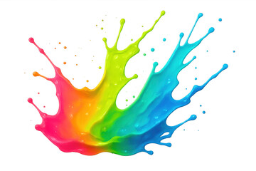 Poster - Colorful paint splashing, creating a vibrant and dynamic explosion of rainbow hues on a transparent background