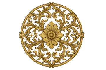 Poster - Golden round floral vintage ornament with transparent background, perfect for luxury design projects