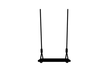 Fototapete - Isolated black swing silhouette on a white background in a simple minimalist style design element