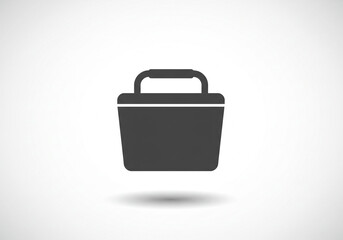 Fototapete - A simple dark gray icon of a basket with a handle on a plain white background with a shadow
