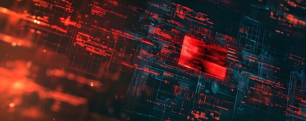 Poster - An abstract representation of digital data with vibrant red and blue hues