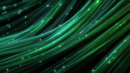 Poster - Neon fiber optic lines, green abstract texture background, abstract speed lines technology background