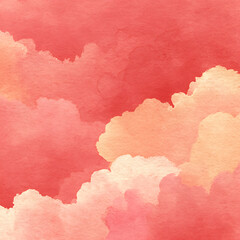 Wall Mural - Soft Pink And Orange Watercolor Cloudscape