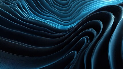Poster - Creative blue digital wave wallpaper. Web design concept. 3D Rendering , no logos, no brands