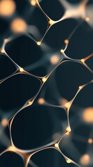 Poster - Complex arrangement displays neural networks connection in science. Glowing nodes join together, forming abstract background. Technological intelligence represents linked data structure.
