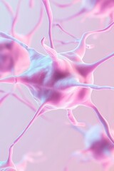 Poster - Abstract Neural Networks Formations Showing Complex Connections, Purple and Pink Colors on Bright Background