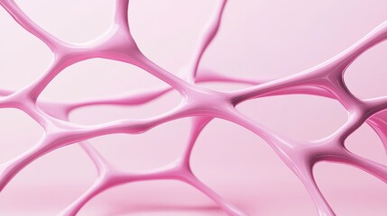 Poster - Interconnected pink structure. Network formation. Linked shapes. Neural connections. Complex system of pink links. Abstract network. Modern background.