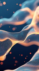 Poster - Abstract network design with orange glowing dots connected with thin lines against a dark blue background depicts neural networks