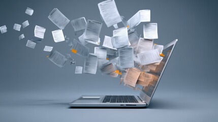 Poster - Data management file transfer document sharing on laptop for efficient workflow and organization system