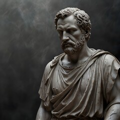  A marble statue of a Roman philosopher 
