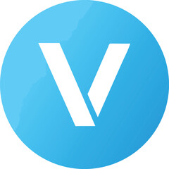 Aufkleber - Vector art of a bold white letter v stands out against a vibrant blue circular background, creating a modern and minimalist design
