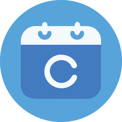 Poster - Vector art of a blue calendar icon with a white c on the page represents scheduling and appointments
