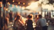 © Johannes - a group of people, defocused, at a summer outdoor restaurant and bar, sunny warm lights and soft bokeh, during golden hour
