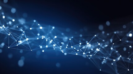 Fototapete - Abstract connected dots on bright blue background. Technology concept, no logos, no brands