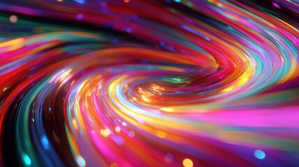 Poster - A vibrant display of colorful neon lights swirling in dynamic patterns, creating a mesmerizing and energetic visual effect.