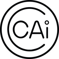 Aufkleber - Vector art of a minimalist black and white icon features the text cai within a circle, representing a brand or concept with a clean design