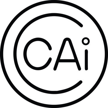 Vector art of a minimalist black and white icon features the text cai within a circle, representing a brand or concept with a clean design
